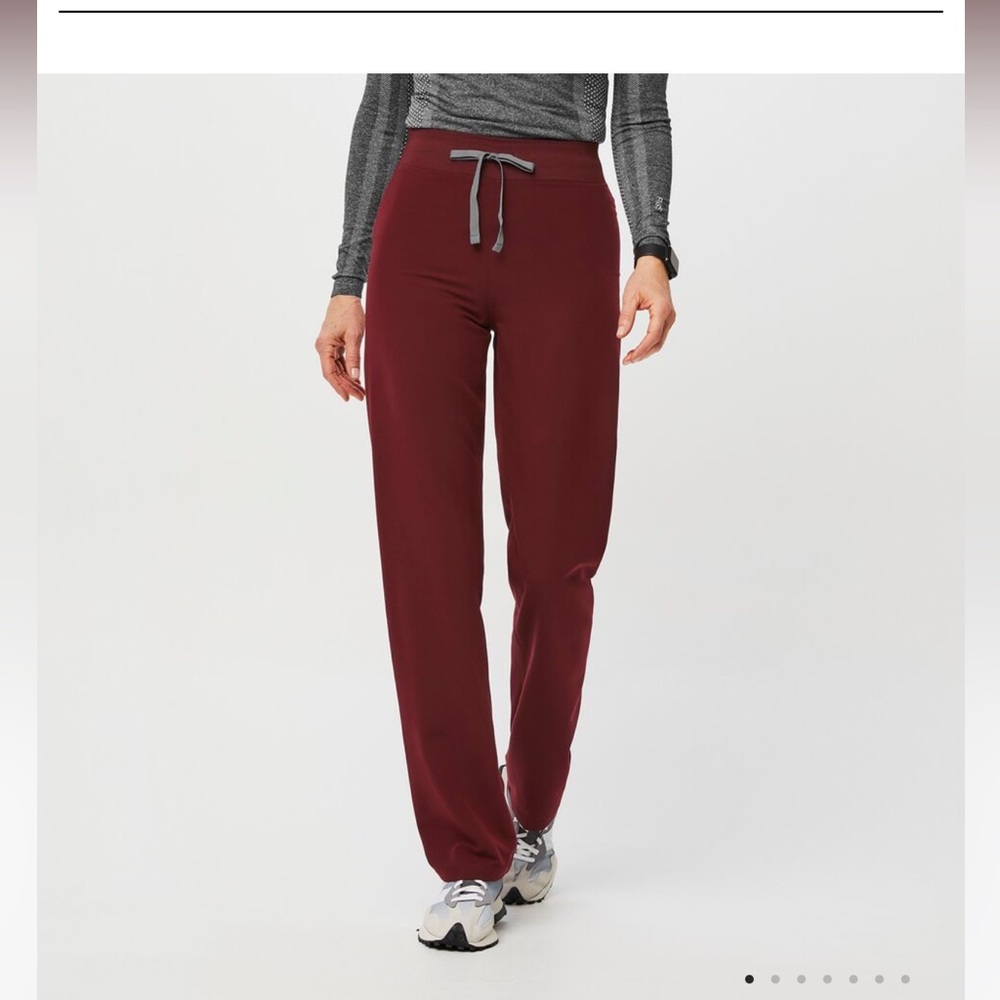 FIGS Basic Livingston Pant in Burgundy